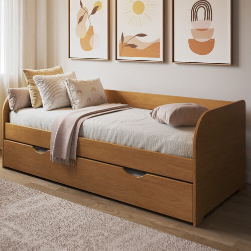 BALI BED with Trundle closed - Hazelnut - 1202x1000