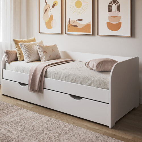 BALI BED With Trundle Closed White 1202x1000